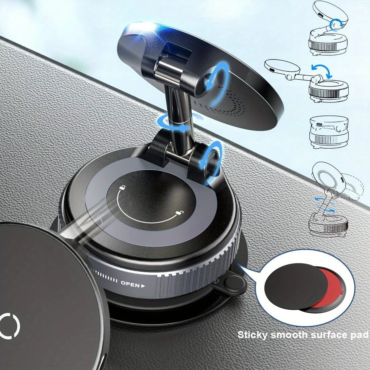 15W MagSafe Magnetic Wireless Car Charger Mount for Dashboard & Windshield
