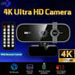 4K Webcam For PC Auto-Focus with Remote Control Privacy Cover Webcam With Microphone Plug & Play For Laptop/Desktop ideo Calling