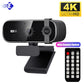 4K Webcam For PC Auto-Focus with Remote Control Privacy Cover Webcam With Microphone Plug & Play For Laptop/Desktop ideo Calling