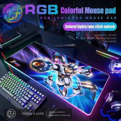 Mouse Pad Megaman X Mouse Pad RGB Gaming Mouse Pad Desk Mat HD Gamer Large LED Light XXL MousePads PC Computer Carpet