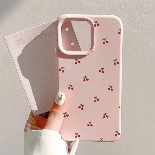 Cute Cherry Silicone Phone Case for iPhone 11-17 Pro Max | Soft TPU Cover