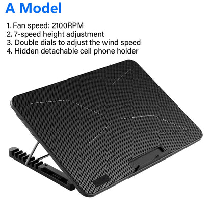 Laptop Cooling pad for 12-17 Inch Laptop Cooler Stand, 6 quiet fans, 5 Angle Adjustable with phone holder