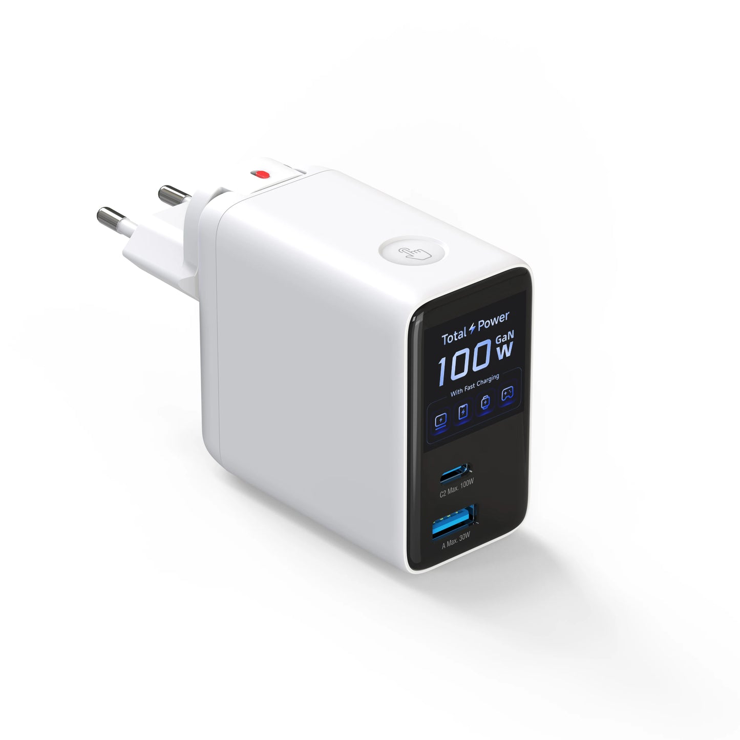 100W Wall Charger Fast Charging GaN Charger with 2-in-1 Retractable Cable And TFT Display for Phones Tablets And More