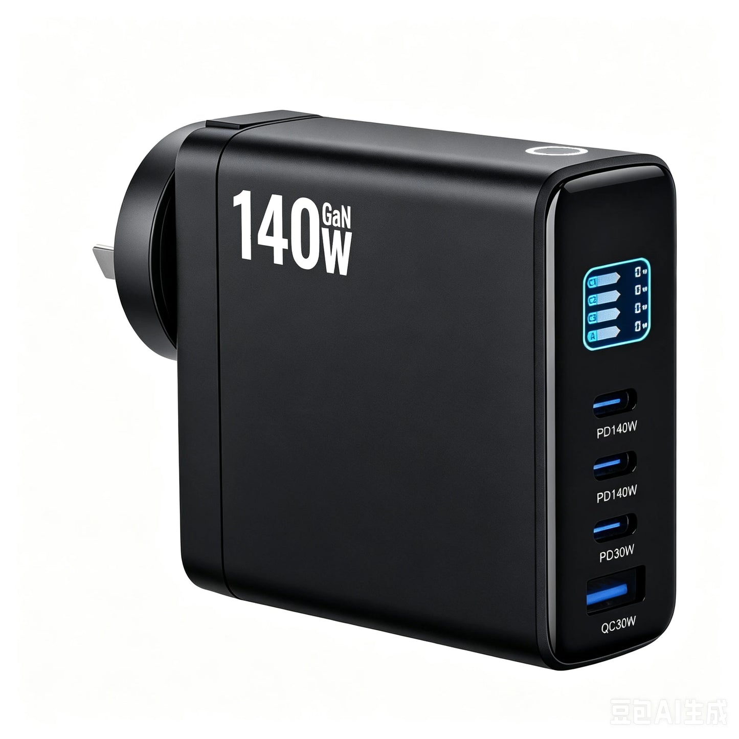 140W GaN Fast Charger 4-Port with Smart Digital Display PD QC Protocol Universal Travel Charger for Phones And Laptops