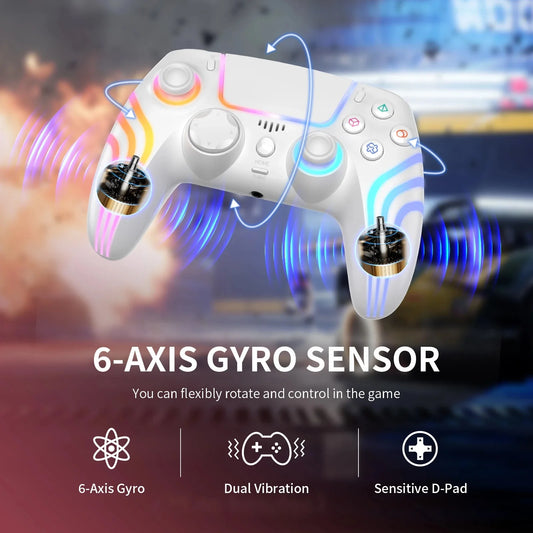 PS5 Controller,Wireless Anti-Drift Gamepad,Dual Hall Joysticks&Triggers,Macro Back Buttons,1500mAh, RGB