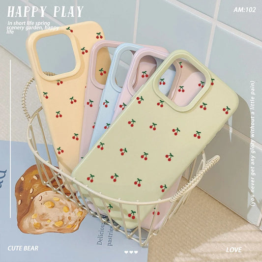Cute Cherry Silicone Phone Case for iPhone 11-17 Pro Max | Soft TPU Cover