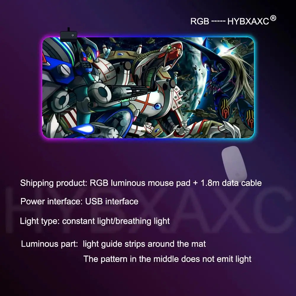 Mouse Pad Megaman X Mouse Pad RGB Gaming Mouse Pad Desk Mat HD Gamer Large LED Light XXL MousePads PC Computer Carpet