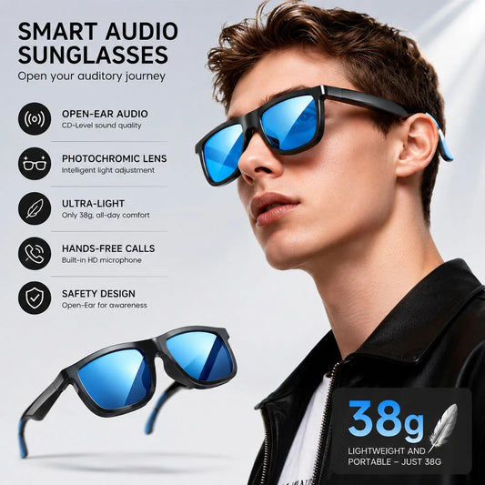 Smart Audio Glasses Color Changing Lenses Voice Calls Listen To Music Ultra-Clear Sound Quality Magnetic Charging Smart Glasses