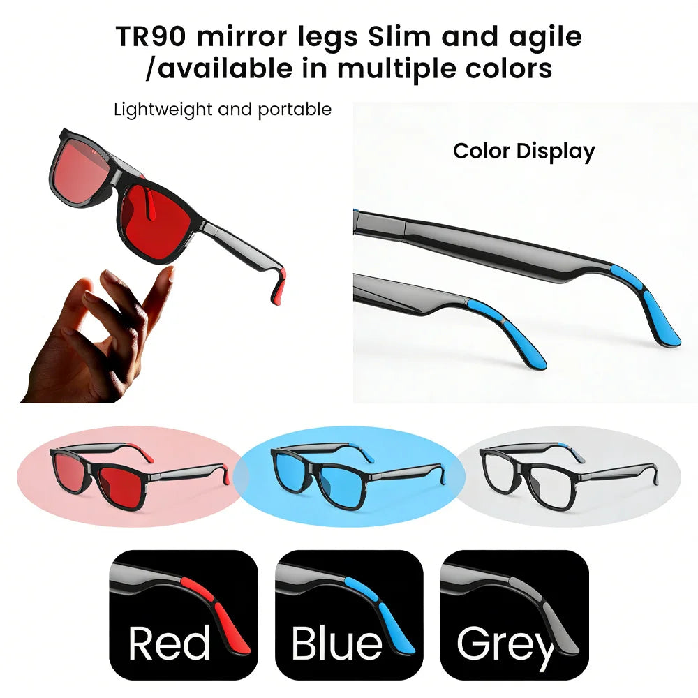 Smart Audio Glasses 2026 Touch Color Changing Lens Dual Microphone Noise Reduction Super Clear Sound Bluetooth Sunglasses Wirele