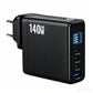 140W GaN Fast Charger 4-Port with Smart Digital Display PD QC Protocol Universal Travel Charger for Phones And Laptops