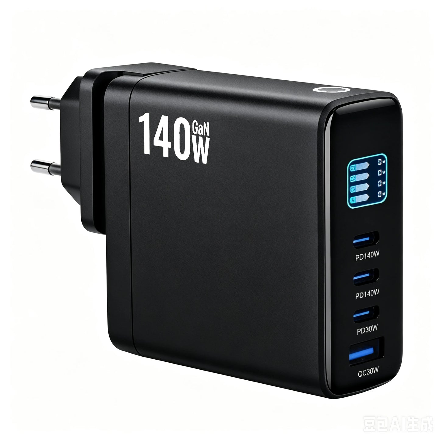 140W GaN Fast Charger 4-Port with Smart Digital Display PD QC Protocol Universal Travel Charger for Phones And Laptops